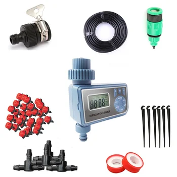 

Garden Irrigation System Micro Drip Irrigation Kit Timing Controller Automatic Plant Watering Misting Device With Distribution