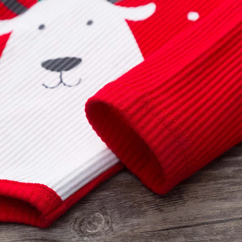Г. Рождественский комплект одежды для новорожденных девочек, боди с резинкой и принтом медведя из мультфильма, штаны шапка, наряд Новогодняя одежда для младенцев