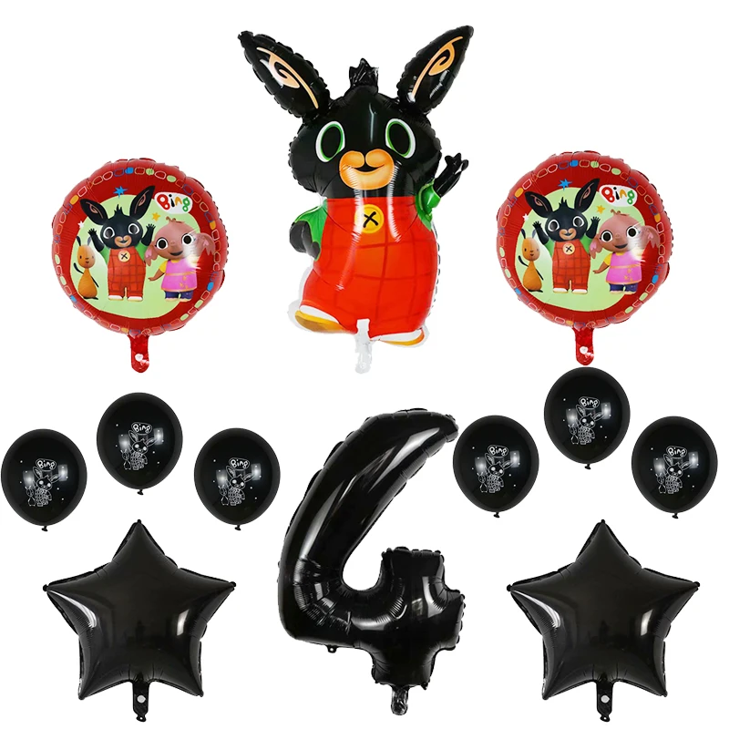 Black 4 12 шт. Bing Bunny воздушные шары из фольги с мультяшным кроликом воздушные шары с цифрами 30 дюймов красного и черного цвета для детей 1, 2, 3, 4, 5 лет, товары для декора на день рождения, игрушки - Цвет: Black 4