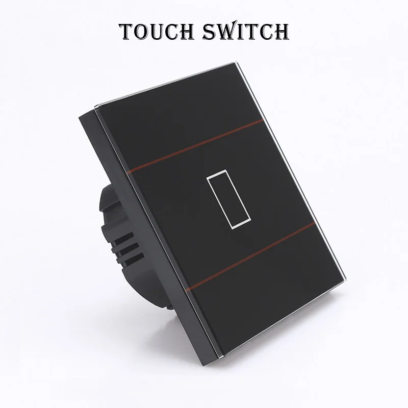 Беспроводной настенный светильник с сенсорным выключателем, стандарт ЕС, стеклянная панель, умный переключатель для лампы - Цвет: only touch 1 black