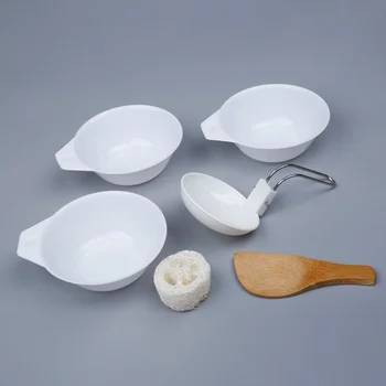 

6pcs/set Outdoor Bowl Set Cookware Portable Camping Hiking Cookware Backpacking Picnic Bowl Spoon Rice Ladle Kit cve