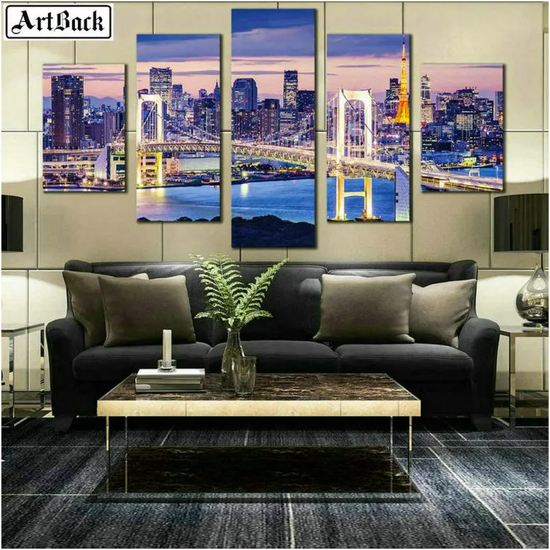 

Diamond painting landscape full square / round drill Golden Gate Bridge night view diamond mosaic 3d sticker living room decor