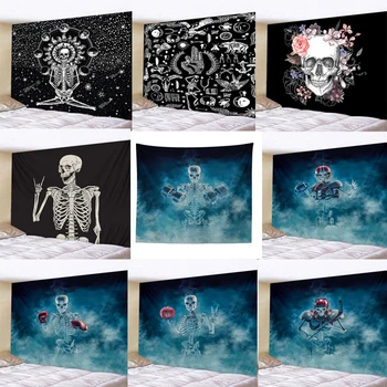 

Hippie Tapestry Home Decorations Skull Wall Hanging Wall Tapestry Blanket Tapestries for Living Room Bedroom Farmhouse Decor