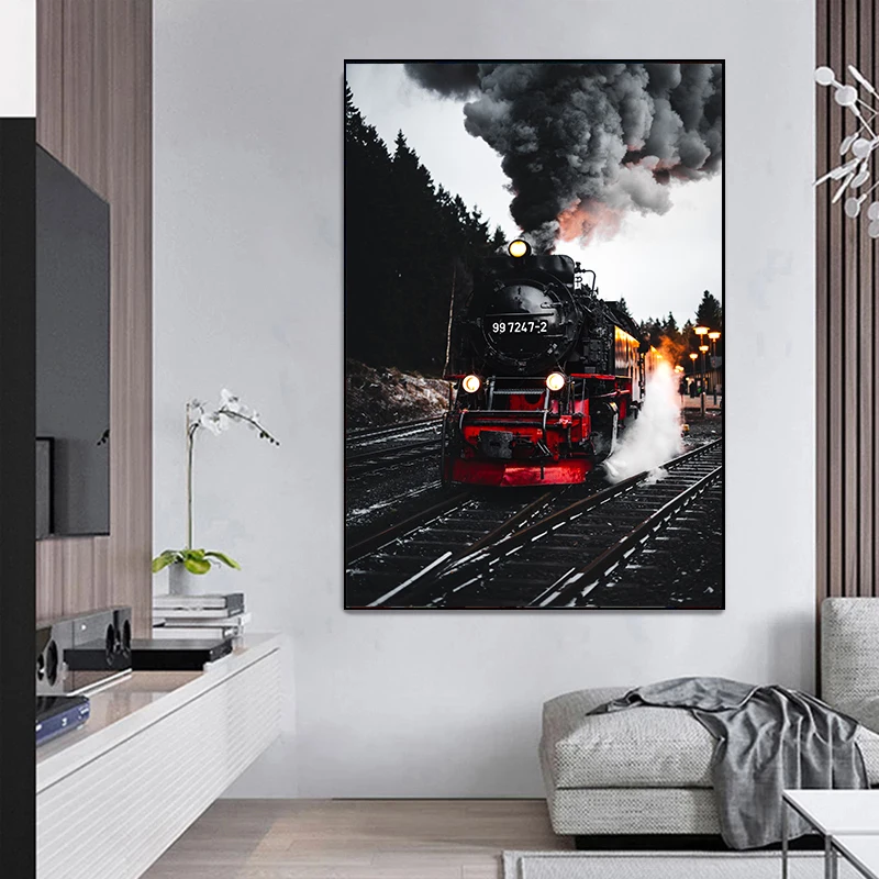 Retro Locomotive Poster Train Picture Posters and Prints Wall Art Canvas Paintings Living Room Decoration Home Decorative Arts