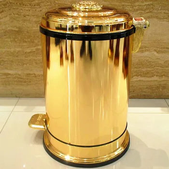 

European Style Gold Plated with Floral Foot Pedal Waste Bins Trash Bingarbage Bin Home Application Home Decoration MJ827