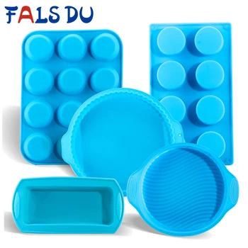 

Silicone Baking Mold Set Muffin Non-Stick Silicone Cake Mold Bread Bakery Tools Round Wave Edge Bakeware for Pizza