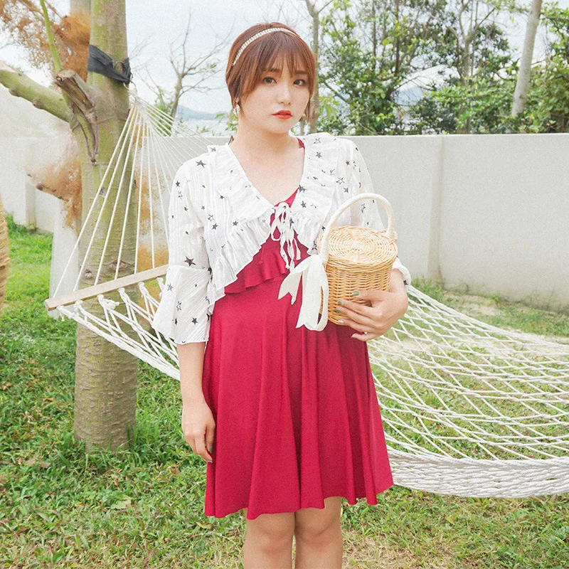 

Dissolute Sheng Skirt Three-piece Set Cute Slimming Conservative Hot Springs Beach Fat Mm 200 Large Size Bathing Suit Women's