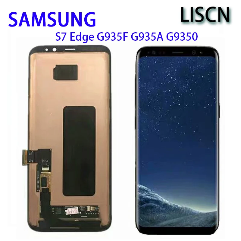 

100% Original Super AMOLED LCD Samsung S7 Edge G935F G935A G9350 LCD Digitizer Touch Screen With Frame Screen Replacement Parts