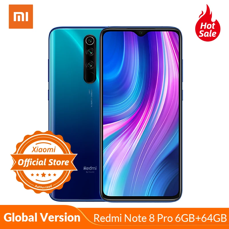 Xiaomi Redmi Note 8 Pro смартфон с восьмиядерным процессором MTK Helio G90T ОЗУ 6 ГБ ПЗУ 64 4500