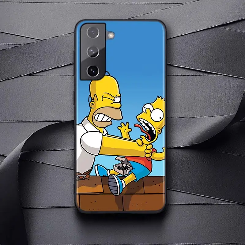 The Simpsons Soft Black Cover For Samsung Galaxy S22 S21 S20 FE Ultra S10 S10e Lite S9 Plus Pro Phone Case kawaii phone cases samsung