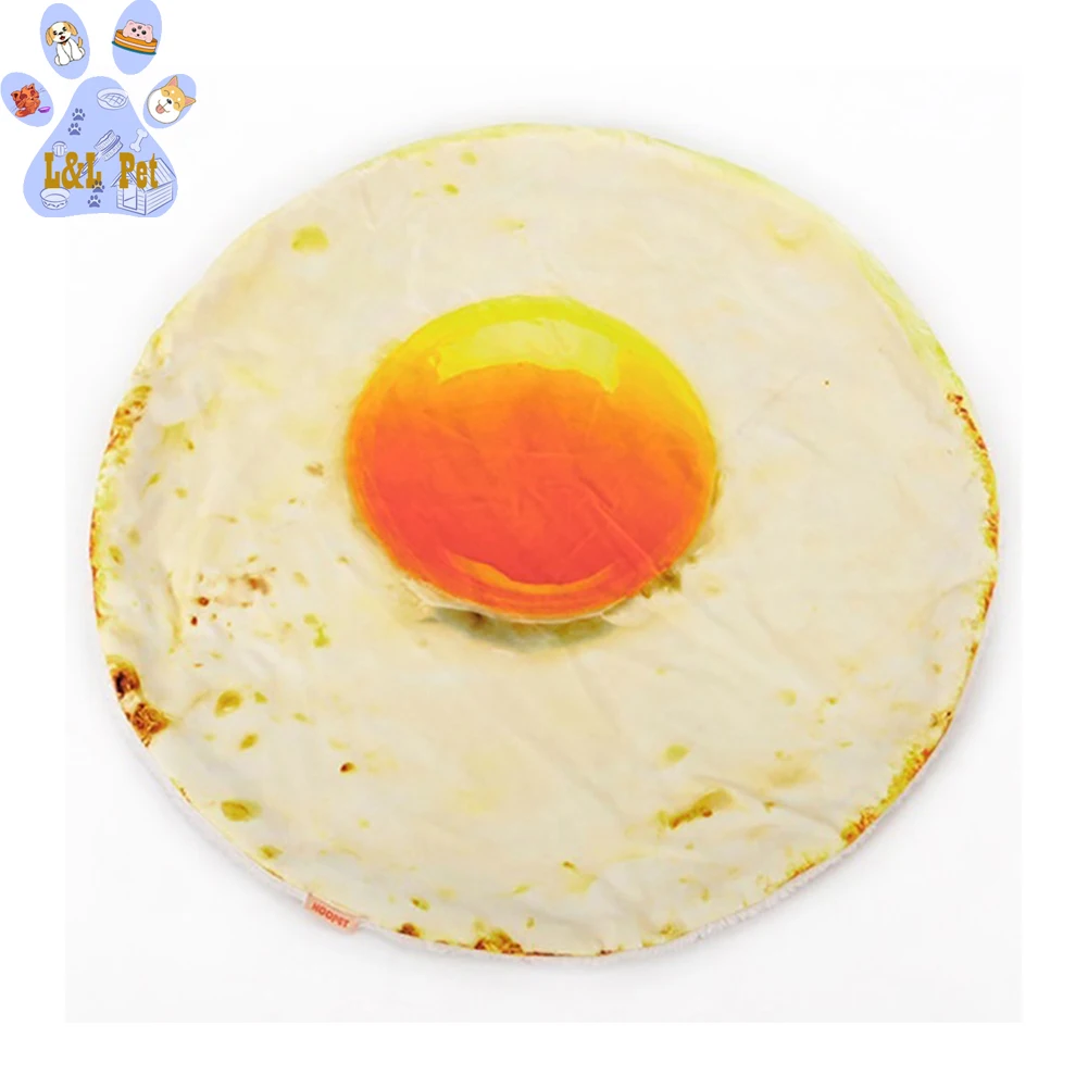 

Pet Bed For Dog Pets Cat Mat For Dogs Blanket Kennel Teddy Four Seasons Durable Soft Toast Bread And Poached Eggs Mats 40cm Mat