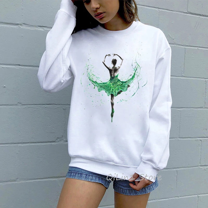 82142 O Высокое качество sudaderas para mujer акварельный балетный Арт Принт с капюшоном Дамы с длинным рукавом Уличная друзья Рождественский подарок негабаритных - Цвет: 82142 O