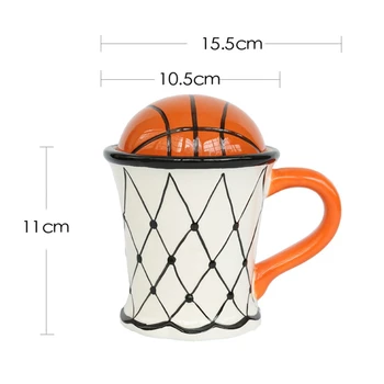 

New Cute Creative Coffee Milk Mug Basketball Pattern Breakfast Oatmeal Ice Cream Tea Coffee Mug with Hand Grip