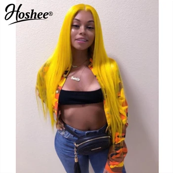 

Brazilian Remy Yellow Colored Hair Human Wigs Straight Lace Front Human Hair Wigs For Black Women Transparent Lace Wigs 150%