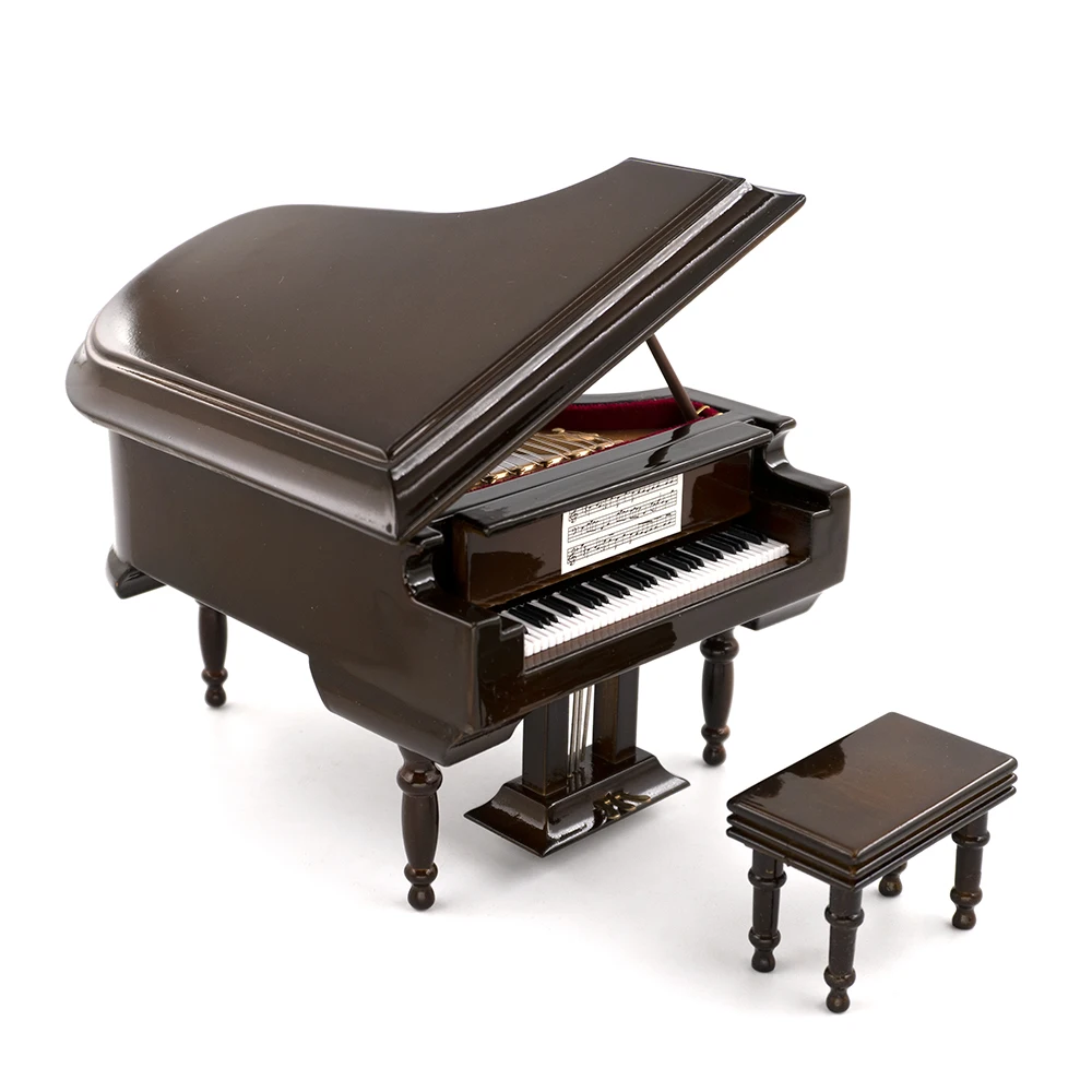 

Miniature Grand Piano Model with Stool Mini Musical Instrument 1/12 Dollhouse 1/6 Action figure Accessories bjd can not paly