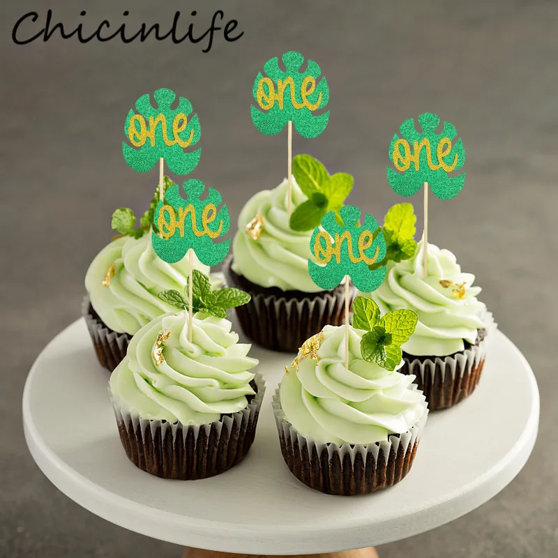 

10 шт., топперы для капкейков, с листьями пальмы