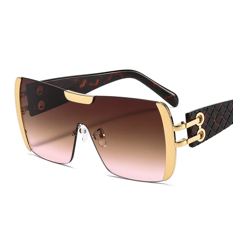 D&T 2021 New Fashion Sunglasses Women Men Brand Designer Gradients Lens Alloy PC Frame Luxury Hot Selling Quality Square Leopard big sunglasses Sunglasses