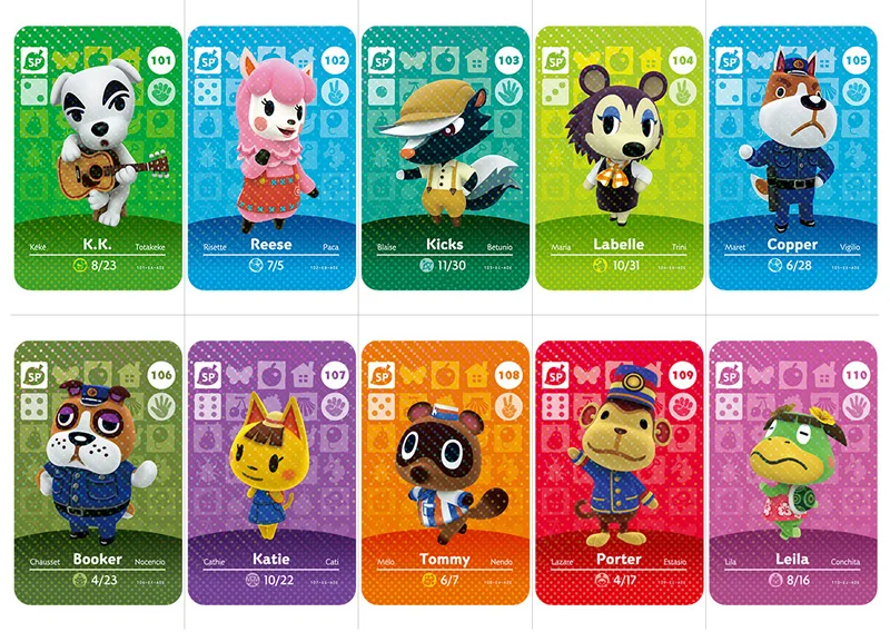 Карта Amiibo серии 1 2 (091 до 120) NS карта для животных пересекающая работает Game Roald