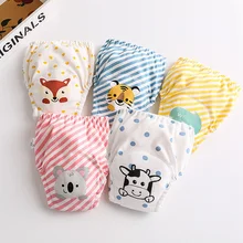 Couche culotte en tissu réutilisable, culottes en coton imperméables pour bébé, mignons Shorts de pot d'entraînement aux toilettes, sous vêtements pour nourrissons, culottes lavables