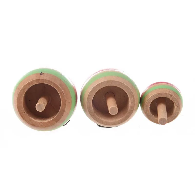 Hot-3pcs деревянный красочный Волчок детские игрушки 3 размера для детей свыше 3 лет