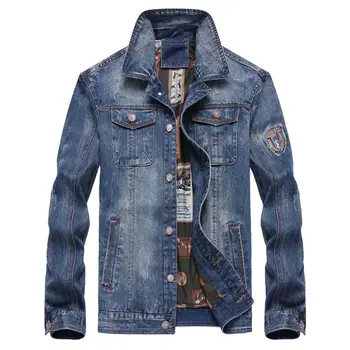 

Plus Fat plus Size Men's Wear Autumn Style Cowboy Leisure Top Fat Loose Jacket Cotton Fat Cowboy Coat Male