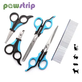 

5pcs/set Pet Grooming Scissors Set Stainless Steel Dog Cat Nail Clipper Puppy Hair Cutting Thinning Shears Pets Gromming Tools