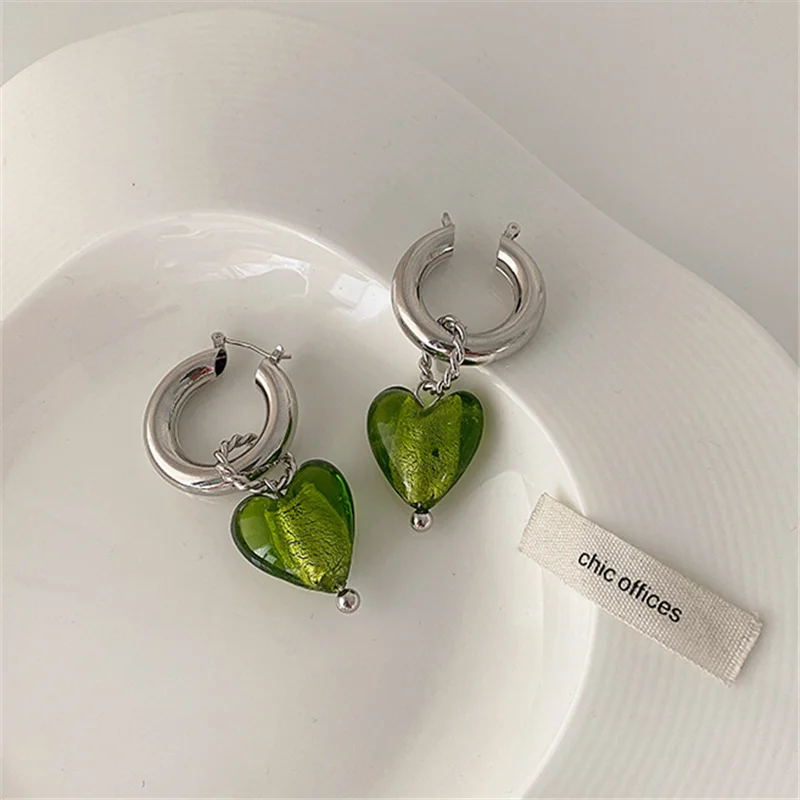 Red Heart Shaped Gold Earrings Jewelry Gift golden earrings