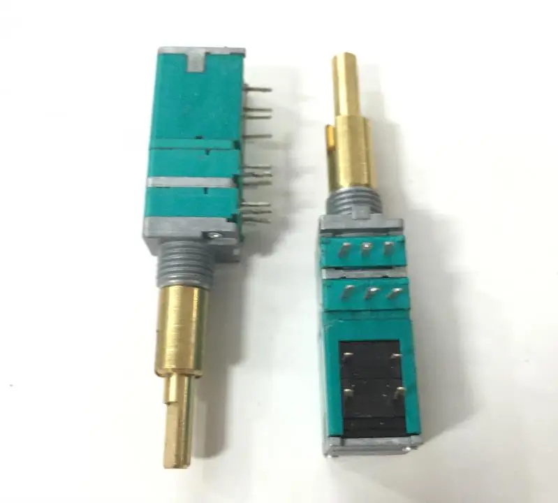 

2PCS/LOT ALPS Alps RK09 double axis double potentiometer A50K, with self locking switch, shaft length 25MM