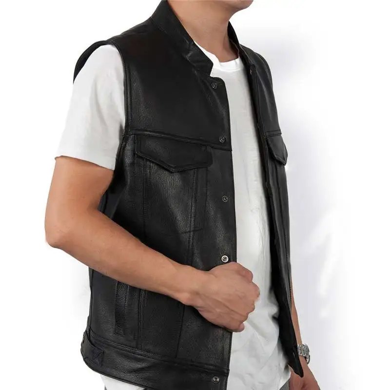 Men Motorcycle Spring Jackets Motorbike Gilet Leather Moto Jacket Vest