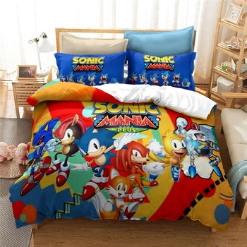

Sonic The Hedgehog Bedding Set Kids Bedroom Decor Boy Girls Duvet Cover Set Pillowcase Twin Full Queen King Bed Linen Bedclothes