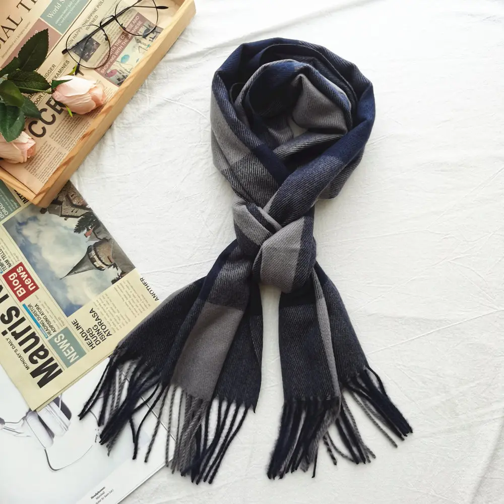 men's scarves Luxury Brand Men Winter Cashmere Plaid Scarf Women Big Lattice Shawls Blanket Tassel Scarves Man Business Pashmina Foulard head scarves for men