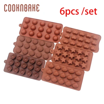 

COOKNBAKE silicone mold for chocolate candy round biscuit cake decoration tool flower gummy ice tray 6pc/set chocolate molds