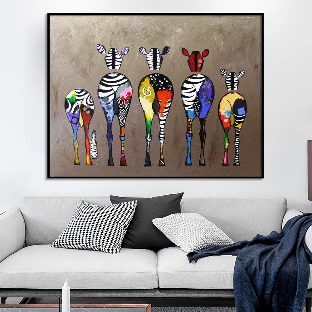 Абстрактная Зебра холст художественные картины на стену Красочные животные художественные принты Африканские животные художественные картины для гостиной стены