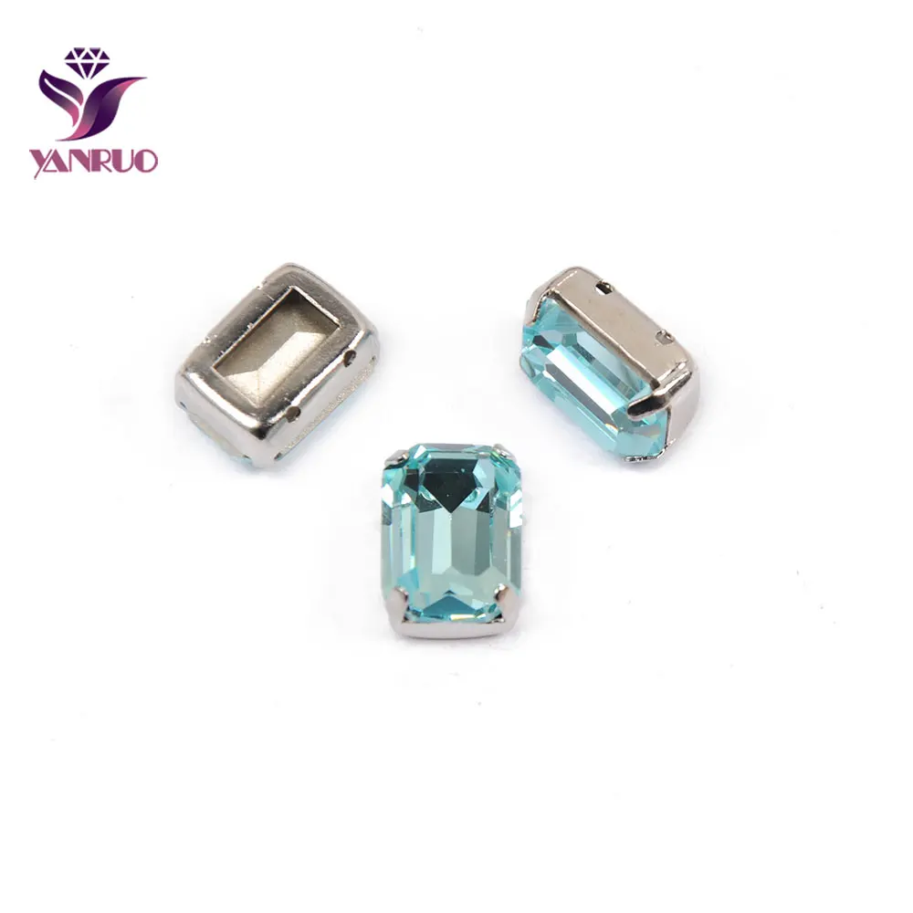 YANRUO 4610 Восьмиугольные Швейные Стразы Хрустальные стеклянные камни заостренные сзади пришитые стразы аппликации для платьев - Цвет: Aquamarine