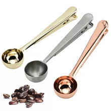 Dois-em-um aço inoxidável colher de café clipe de vedação multifuncional leite em pó colher quantidade acessórios de cozinha café gadget