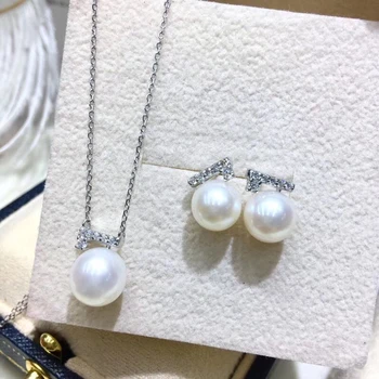 

925 Silver Pearl Necklace and Earrings Component Findings Base Jewelry Set Mounts Settings Mountings Parts, Nice Gift for Women
