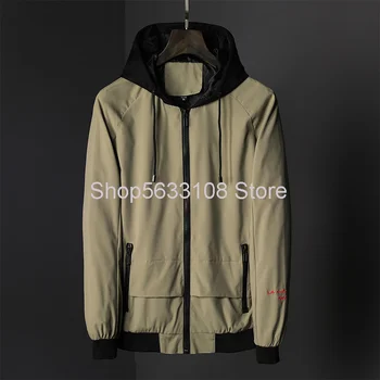 

Big Size Men's Wear Fat Man 2020 Season Short Money With Cap Jacket Men Coat Loose Leisure Plus Fat Plus Coat