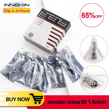 

Original Innokin iClear 30 Clearomizer Dual 1.5ohm Coil Heads Iclear30 X1 Clearomizer Atomizer Rebuildable Coil Head 5pcs/lot
