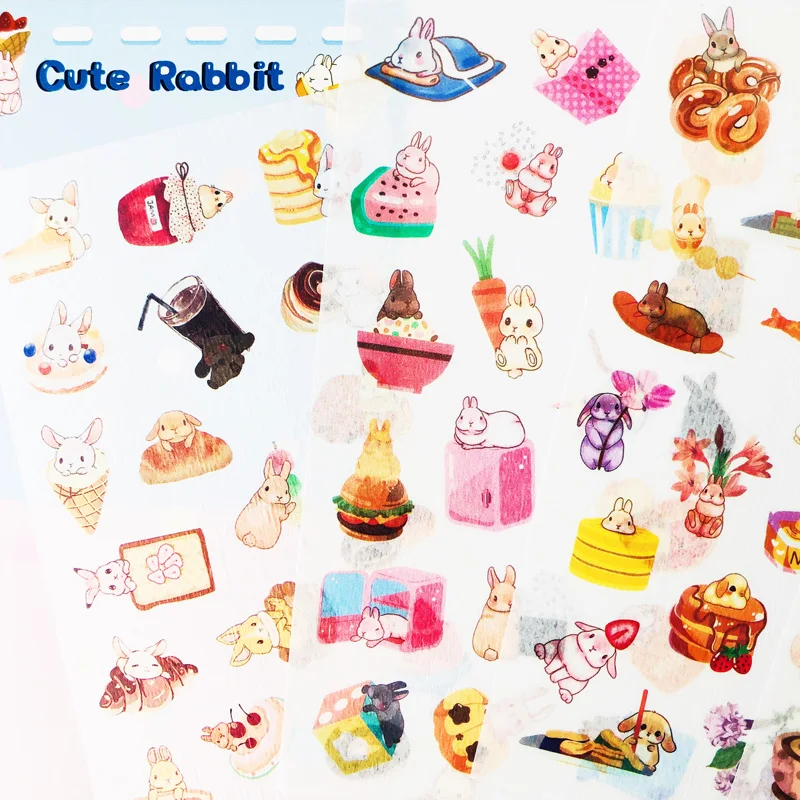 4 Sheets /Pack Kawaii Cartoon Rabbit Diary Notebook Decorative Stickers Album Decoration Stickers afbeelding