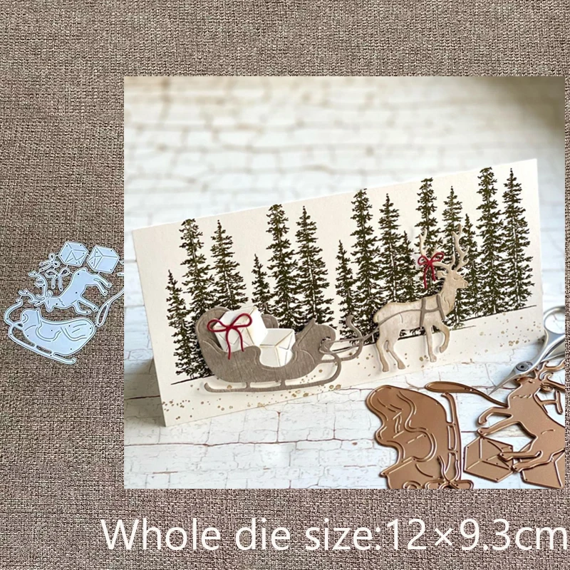 

New Design Craft Metal stencil mold Cutting Die Deer Sleigh Gift decoration scrapbook die cuts Album Paper Card Craft Embossing