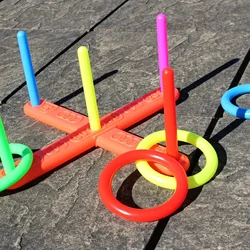 Citation de corde classique pour enfants en famille, jeu de plein air de jardin avec piquets et anneaux de lancer 