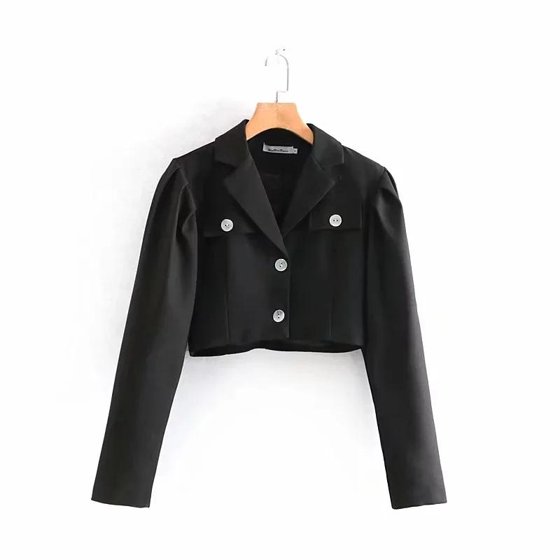

2019 New Products INS Europe And America WOMEN'S Dress Retro Fold-down Collar High-waisted Short Small Coat
