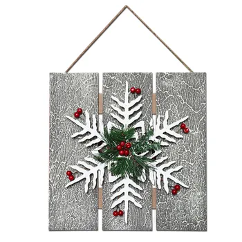 

New Christmas Wooden White Snowflake Handicrafts Hanging Decoration Indoor Outdoor Door Wall Painting Signs Decor Home Ornaments