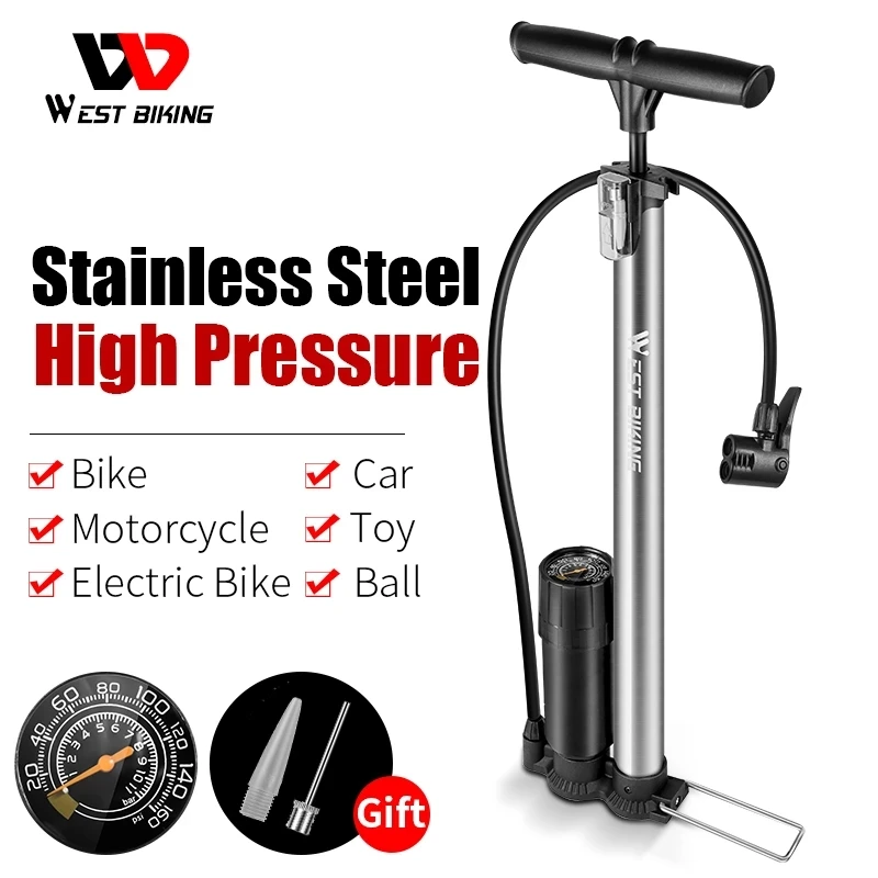 WEST BIKING 160PSI напольный насос для велосипеда измерительный мячик высокого давления
