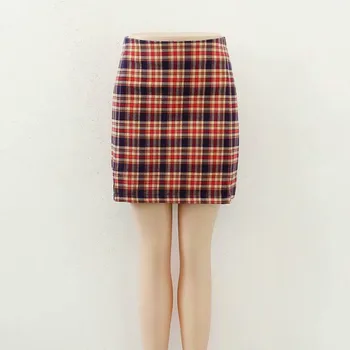 

Streetwear Slim Tartan Red Women A-line Skirt High Waist Short Skirt harajuku plaid skirts womens