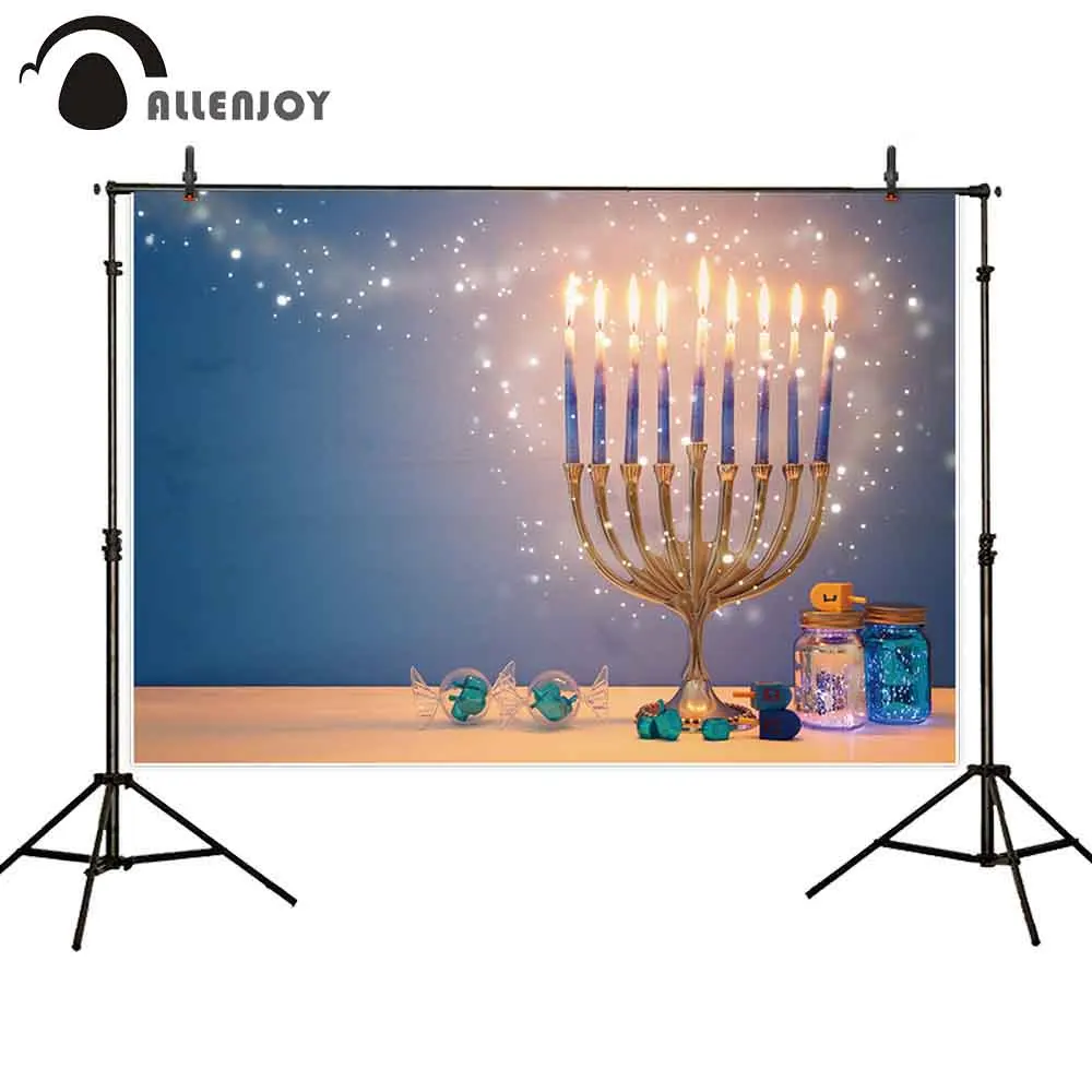 Allenjoy Happy Hanukkah Party Wall Banner Glitter Candlestick Bottles Israel Events Photo Zone Festival Celebrate Curtain | Дом и сад
