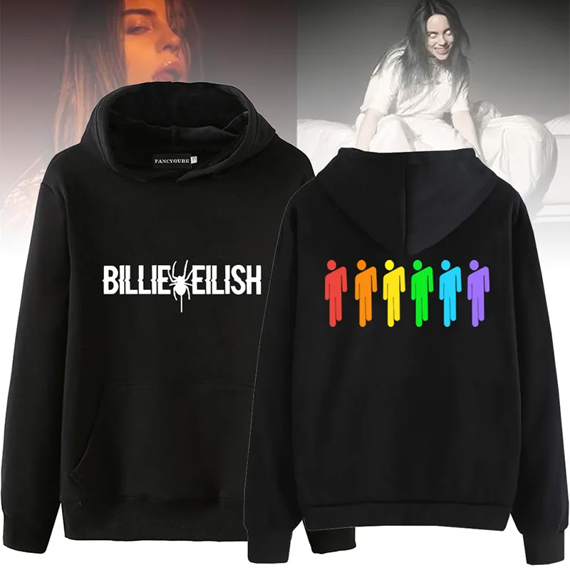 Мужская/Женская Популярная одежда с капюшоном и принтом Billie Eilish, Harajuku, повседневные толстовки Kpop, толстовка