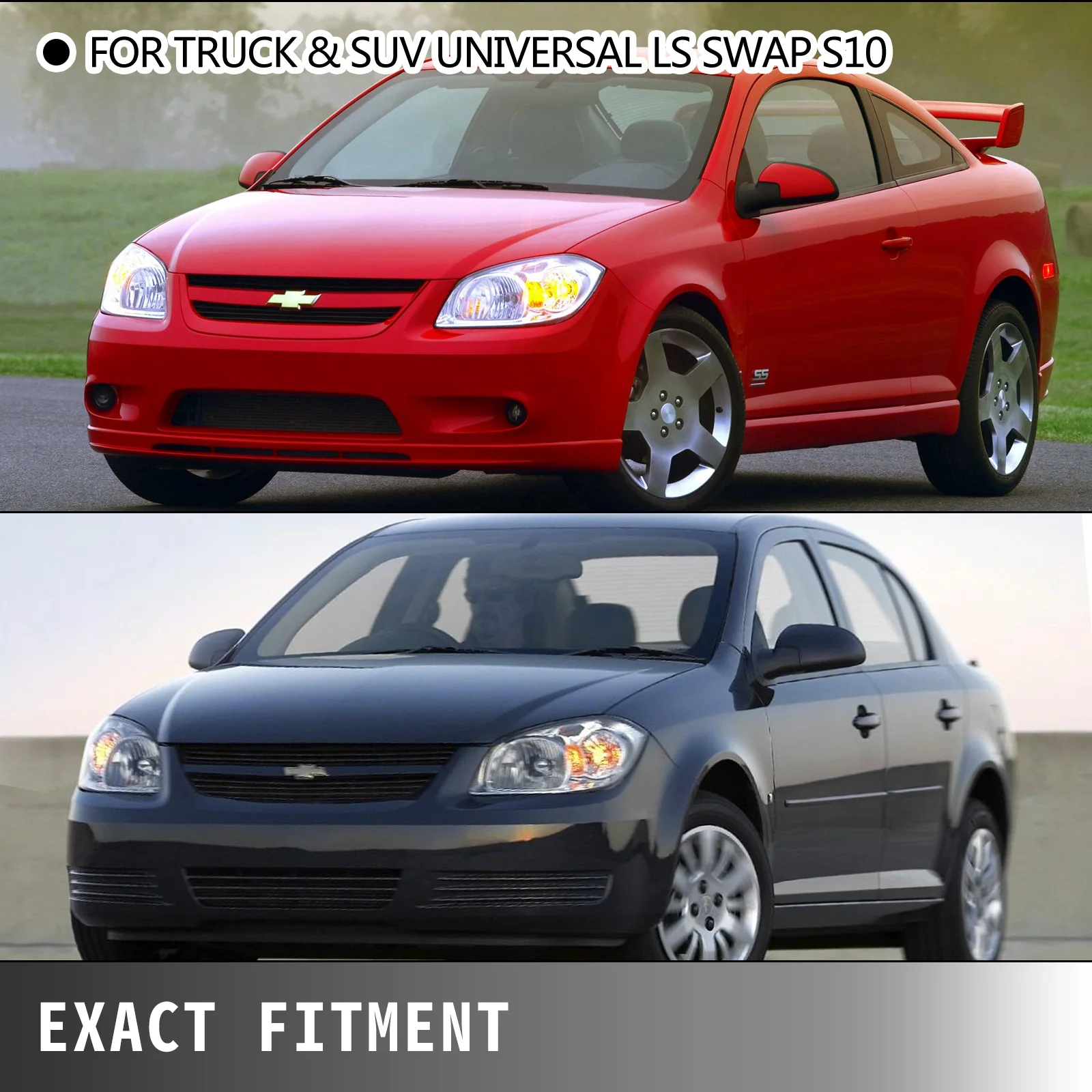 SucceBuy Exhaust Conversion Swap Header  for Chevrolet GMC Truck LS1 LS2 LS3 LS6 Long Tube Header Exhaust Manifold Set W/ Gasket