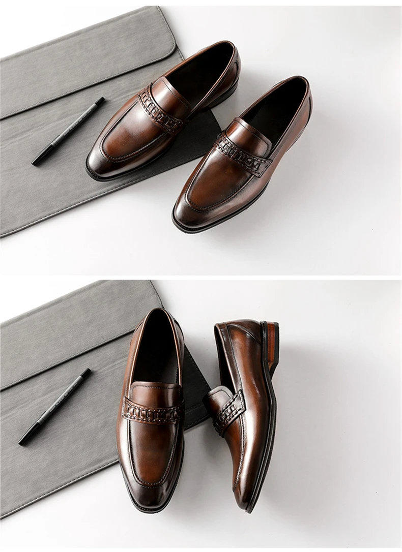 Phenkang/Мужская официальная обувь; мужские туфли-оксфорды из натуральной кожи; Цвет Черный; коллекция года; модельные туфли; свадебные туфли; Кожаные броги без застежки