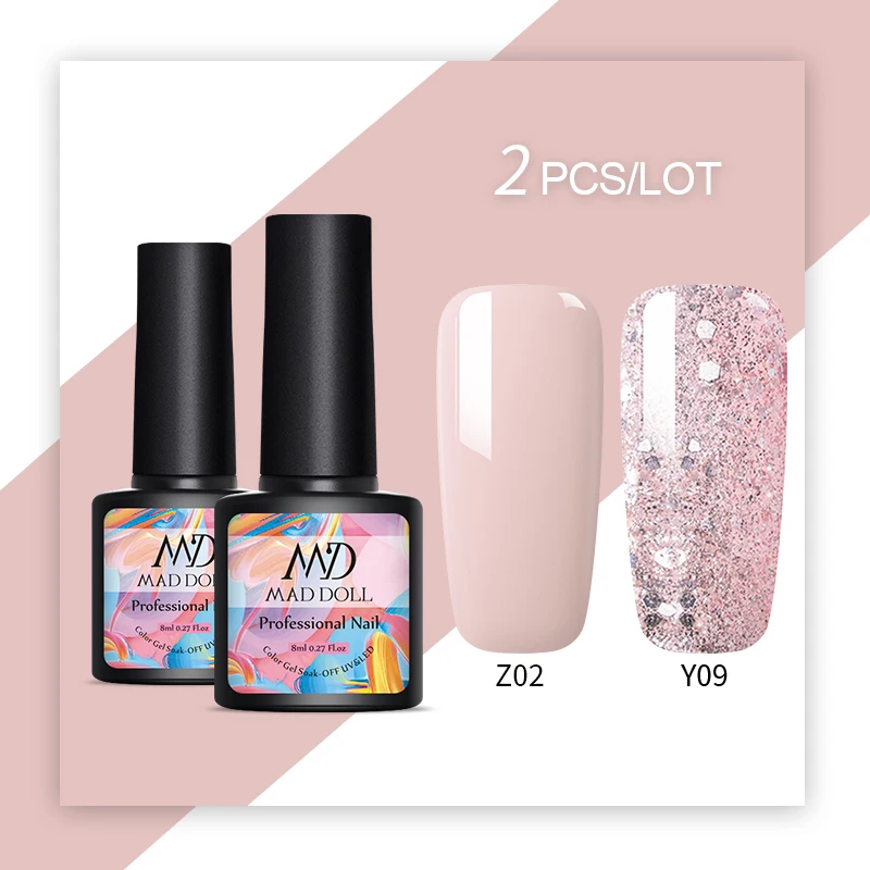 Set 1 MAD кукла УФ набор гель-лаков для ногтей с блестками, телесный, розовый, Гель-лак для ногтей, Лаки! полупостоянная блестки гель лак для ногтей 2/1 шт - Цвет: Set 1